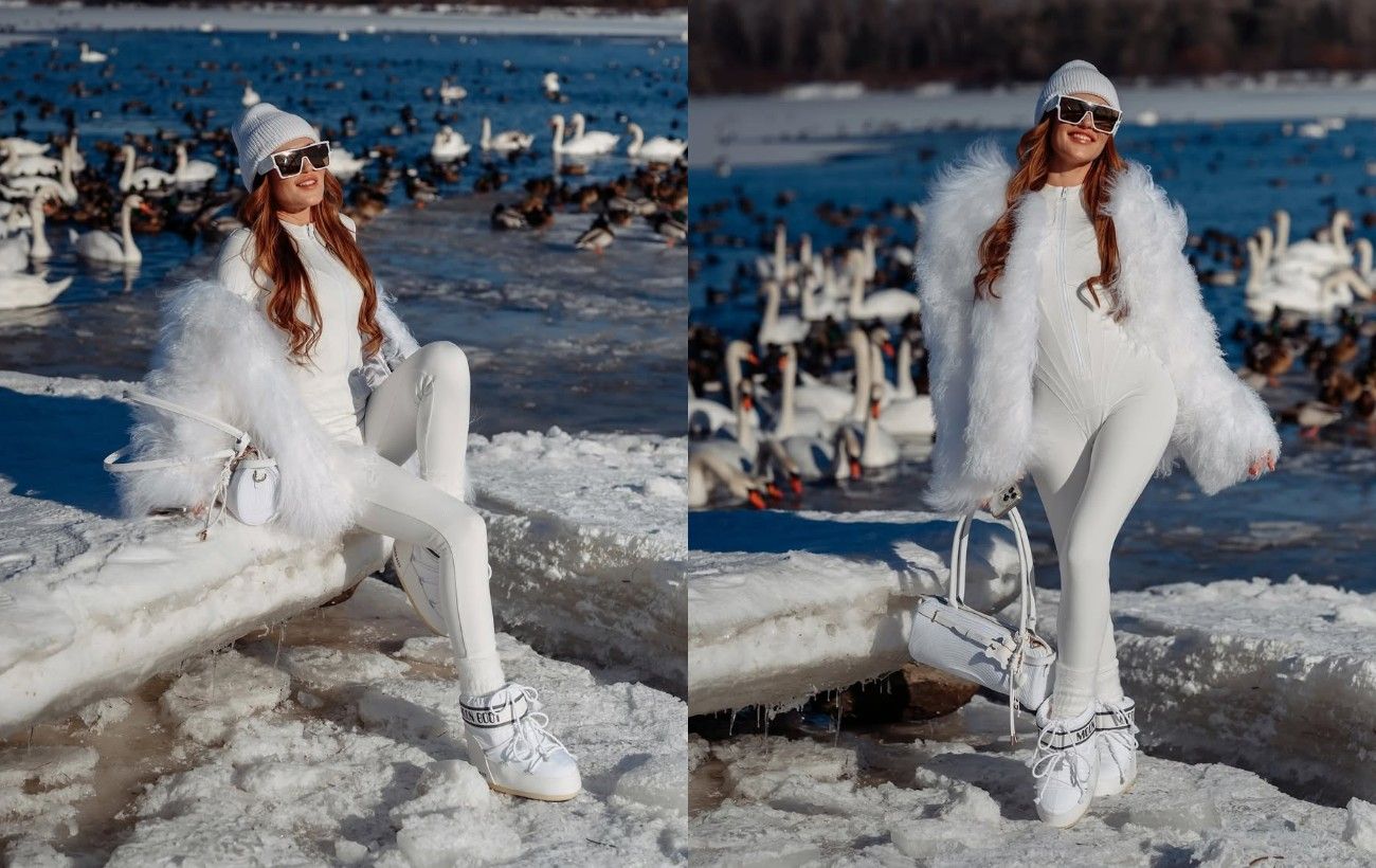 Секрет стильного "луку" Денисенко: біле екохутро і масивні Moon Boots
